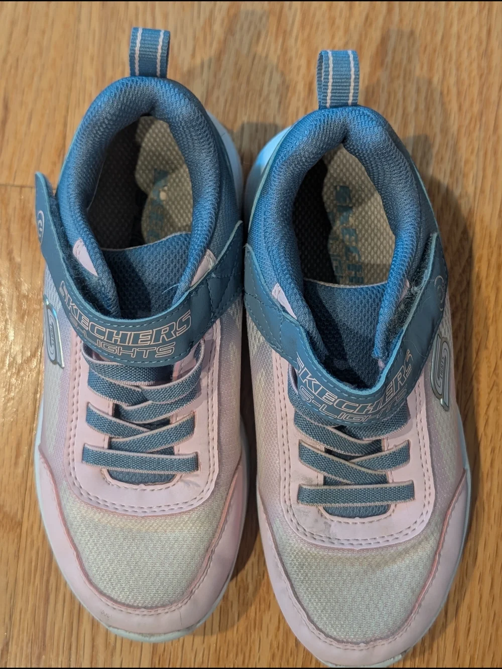 Skechers S-Lights Kids Pink and Blue Light-Up Sneakers